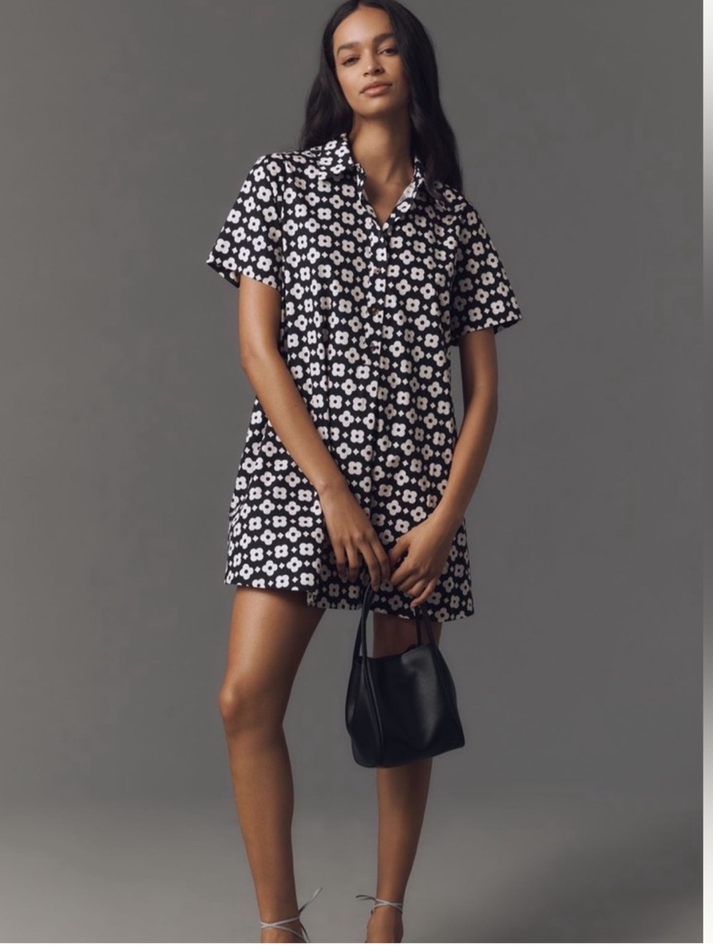 Anthropologie The Polly Short-Sleeve Swing Tunic Mini Dress